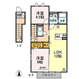 リーバス・E・イノセントA 2LDKの間取図画像