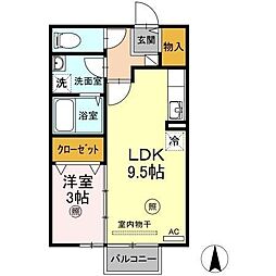 フローラルガーデン伏石 1LDKの間取図画像