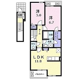 テールリッシュ3 2LDKの間取図画像