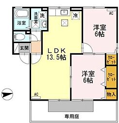 メゾンシャルム木太B 2LDKの間取図画像