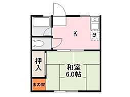 シティハイムコーポM 1Kの間取図画像