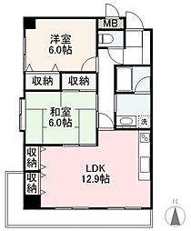 ウッドネスト成合 2LDKの間取図画像