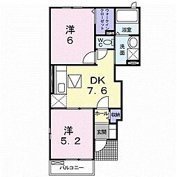 アルドーレ1 2DKの間取図画像