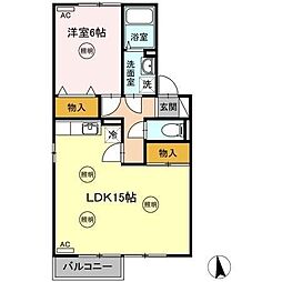 エクセレンス・ファミール木太A 1LDKの間取図画像