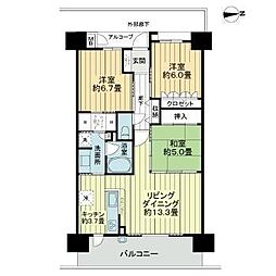 サーパスシティ栗林公園イーストテラス 3LDKの間取図画像