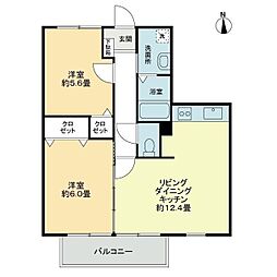 フォブール由良 2LDKの間取図画像