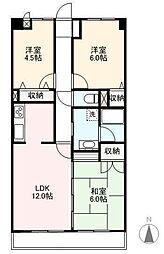 スカイコート桜町 3LDKの間取図画像