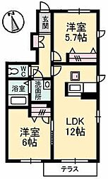 シャーメゾンカスガA 2LDKの間取図画像