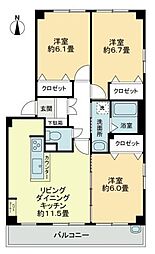 グリーンフォブールB 3LDKの間取図画像