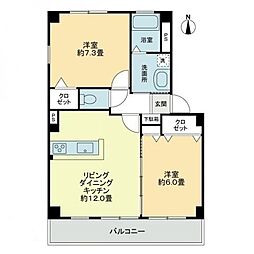 フォブールT.M 2LDKの間取図画像