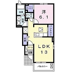ギフト3 1LDKの間取図画像