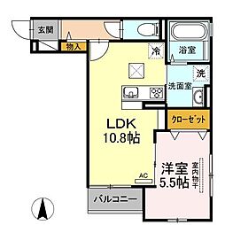 モンレーヴ 1LDKの間取図画像