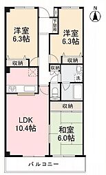 ガーデンヒルズ栗林 3LDKの間取図画像
