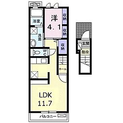 プランドール松縄 1LDKの間取図画像