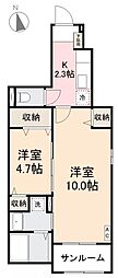 ロードサイドヒルズ三条 2Kの間取図画像
