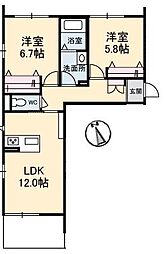 Laluce 2LDKの間取図画像