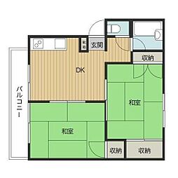ドミエール高松 2DKの間取図画像