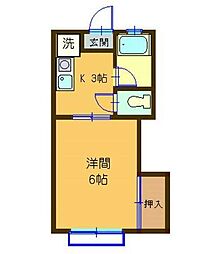 コーポ鎌田A 1Kの間取図画像