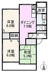メゾン・グリーンピアA 3DKの間取図画像