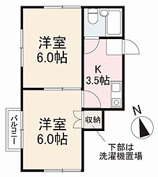 FKビル 2DKの間取図画像