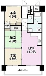 花房住宅国分寺賃貸マンション 3LDKの間取図画像
