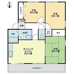 Fo.トロワ木太B 3DKの間取図画像
