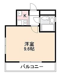 コーポリバーサイド 1Kの間取図画像