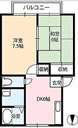 ワールドコーポ 2DKの間取図画像