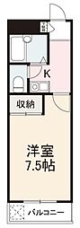 サニーエル白山 1Kの間取図画像