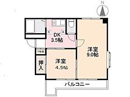 ウイズ番町ビル 2DKの間取図画像