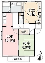 フォブールTAKAB 2LDKの間取図画像