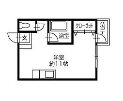 マキノ宮脇マンション ワンルームの間取図画像