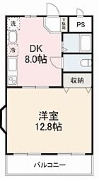 レイクサイド太田 1DKの間取図画像