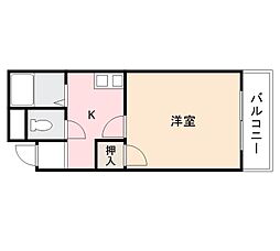 ハイツ福岡 1Kの間取図画像