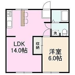 つくしコーポ 1LDKの間取図画像