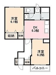 ペガサス弐番館 2DKの間取図画像