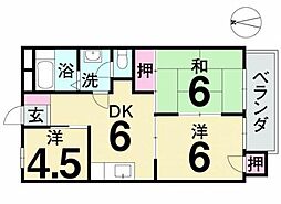 ウィスタリア昭和町 3DKの間取図画像