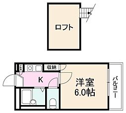 アパート 1Kの間取図画像