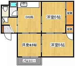 カネダイマンション 3DKの間取図画像