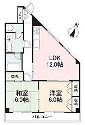 メゾンソレイユ 2LDKの間取図画像