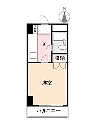 サンマリービル 1Kの間取図画像
