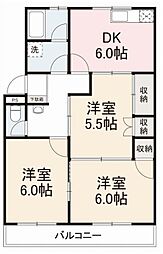サンコーポ屋島 3DKの間取図画像