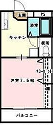 ニューエスト石丸2 1Kの間取図画像