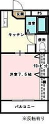 ニューエスト石丸2 1Kの間取図画像