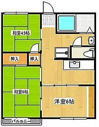 グリーンハイツ屋島B 3Kの間取図画像