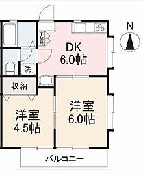サンハイツH 2DKの間取図画像