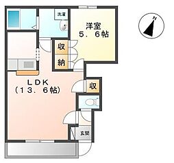 カリーノ桜井1 1LDKの間取図画像