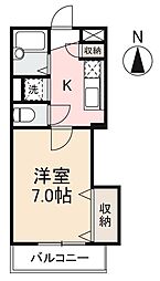 シルク林 1Kの間取図画像