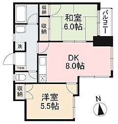 ロイヤルメゾン栗林 2DKの間取図画像