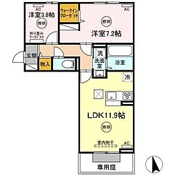 ユーフォリアB 2LDKの間取図画像
